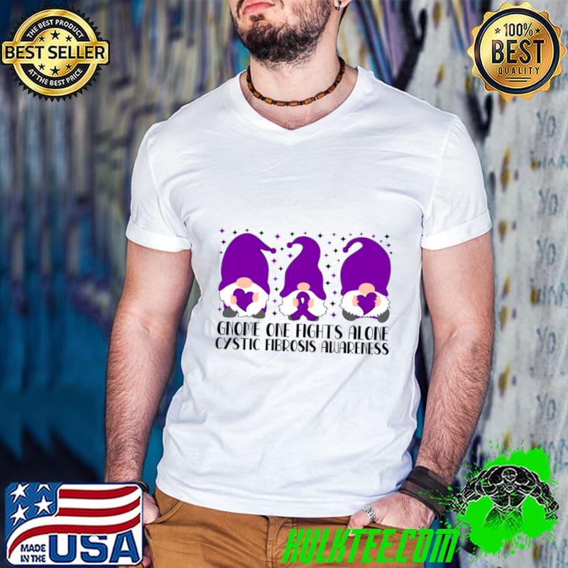 Gnome One Fights Alone Cystic Fibrosis Awareness T-Shirt