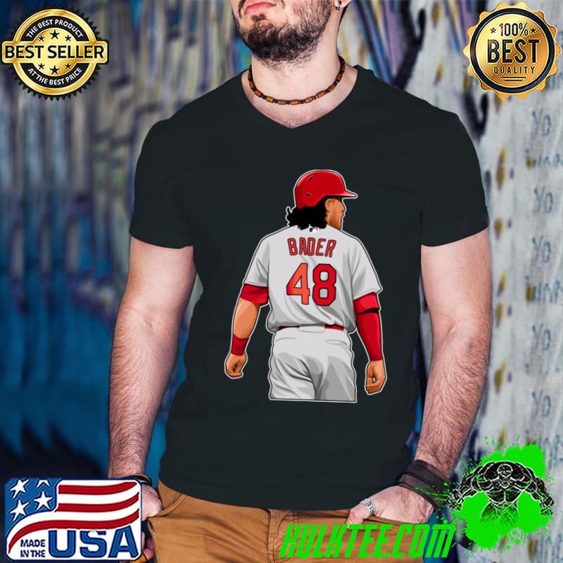 Harrison Bader #48 American professional baseball center fielder T-Shirt Guys V Neck Harrison Bader #48 American professional baseball center fielder T-Shirt Guys V Neck