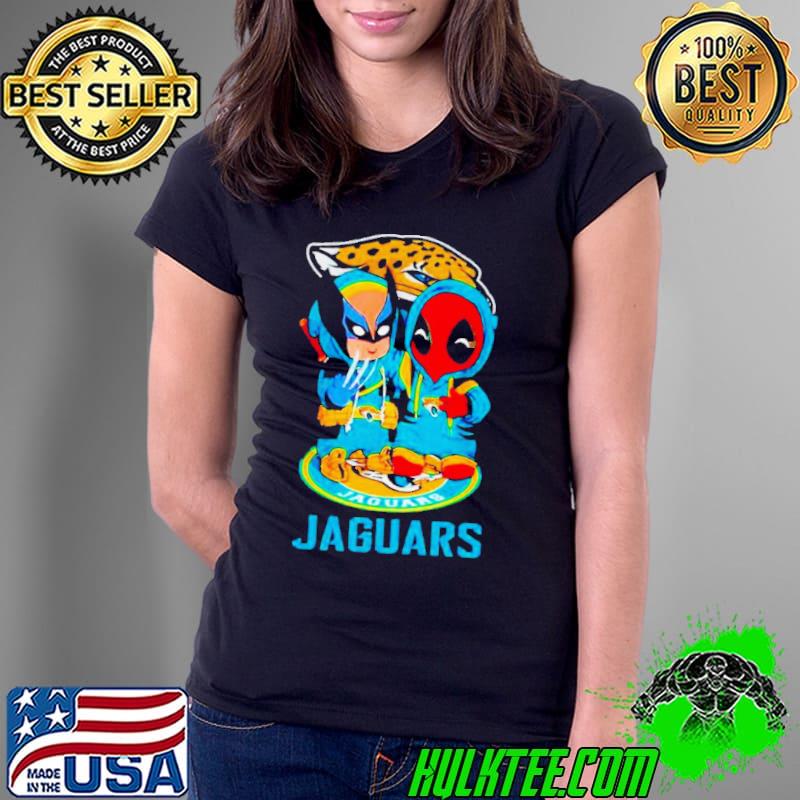 Jacksonville Jaguars Marvel Wolverine and Deadpool True friends s Ladies Tee Jacksonville Jaguars Marvel Wolverine and Deadpool True friends s Ladies Tee