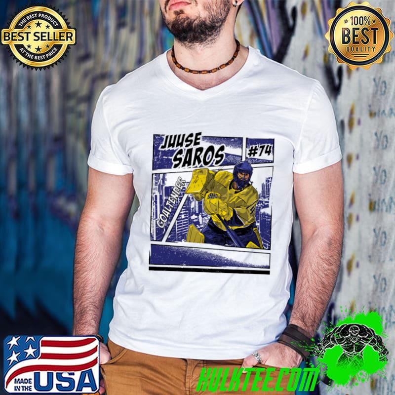 Juuse Saros Nashville Comic Finnish professional ice hockey goaltender T-Shirt