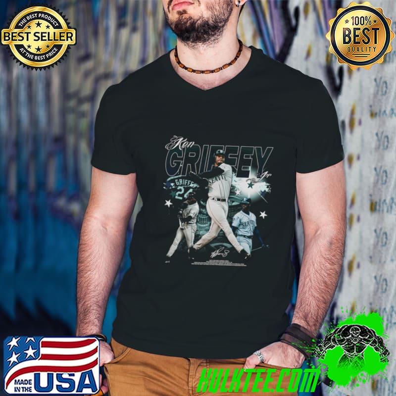Ken Griffey Jr. American former professional baseball outfielder Vintage Collage T-Shirt Guys V Neck Ken Griffey Jr. American former professional baseball outfielder Vintage Collage T-Shirt Guys V Neck
