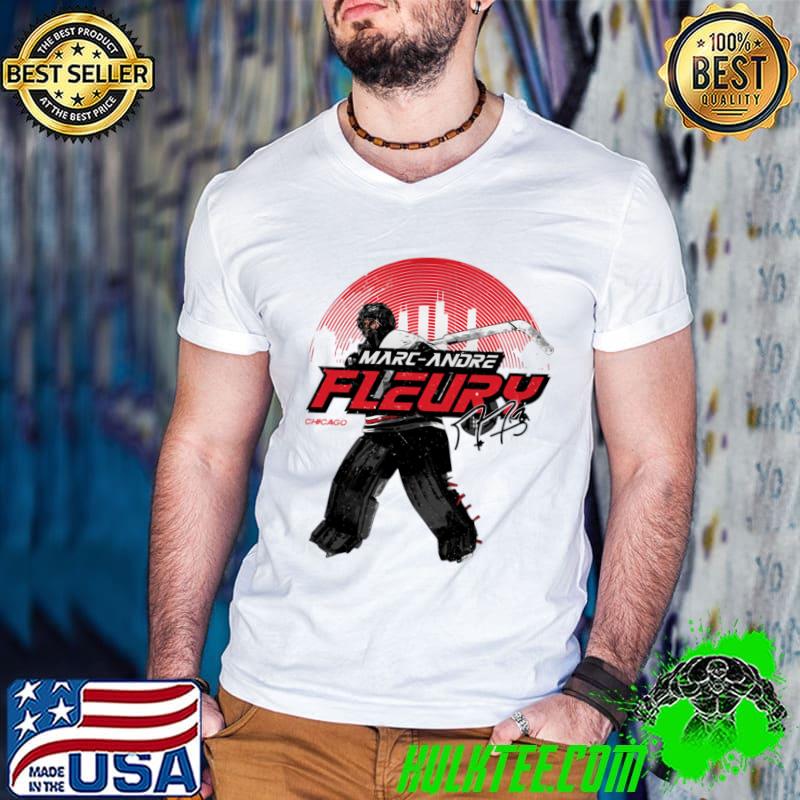 Marc-Andre Fleury Chicago Skyline Canadian professional ice hockey goaltender T-Shirt