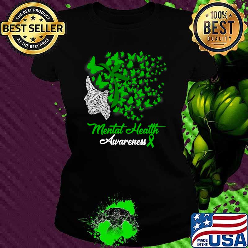 Mental Health Awareness Butterflies Green Ribbon Girl T-Shirt
