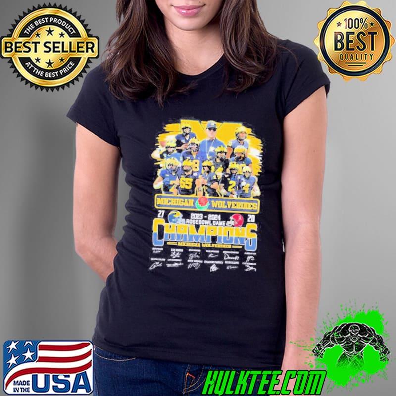 Michigan Wolverines Team 2023-2024 Rose Bowl Game Champions Signatures Shirt