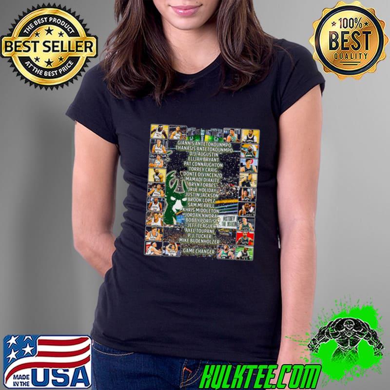 Milwaukee Bucks 2021 NBA Champions Team American professional basketball team T-Shirt Ladies Tee Milwaukee Bucks 2021 NBA Champions Team American professional basketball team T-Shirt Ladies Tee