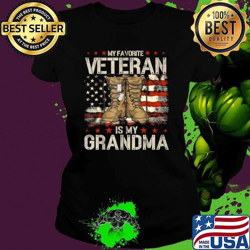 Mother's Day My Favorite Veteran Is My Grandma Proud Usa Flag T-Shirt