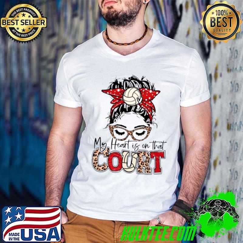 My Heart Is On That Court Volleyball Leopard Volleyball Mom T-Shirt Guys V Neck My Heart Is On That Court Volleyball Leopard Volleyball Mom T-Shirt Guys V Neck