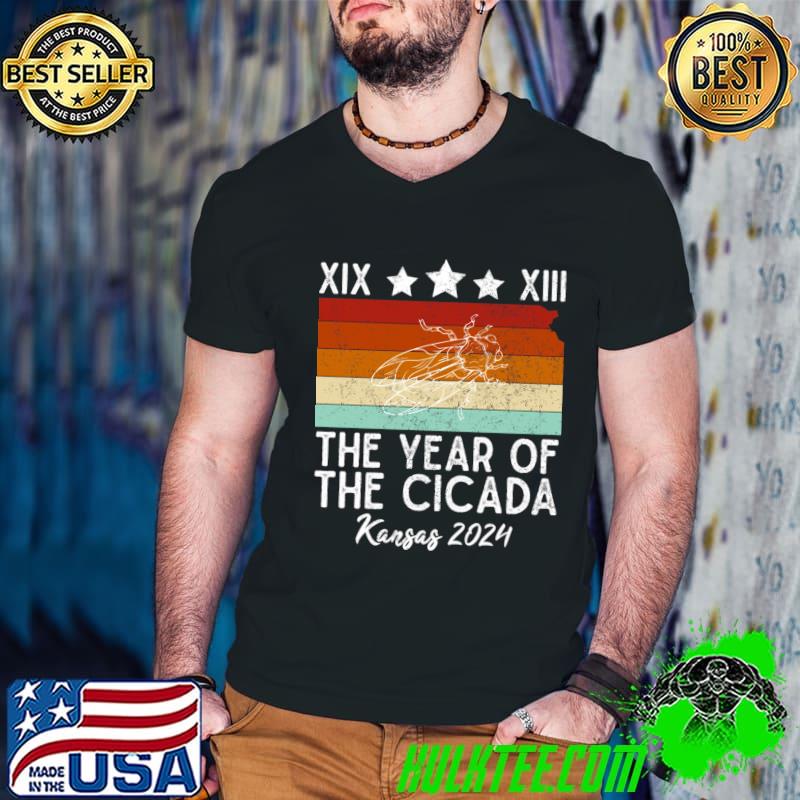 Nice great Cicada The Year Of Cicada 2024 XIX XIII USA Kansas Retro T-Shirt