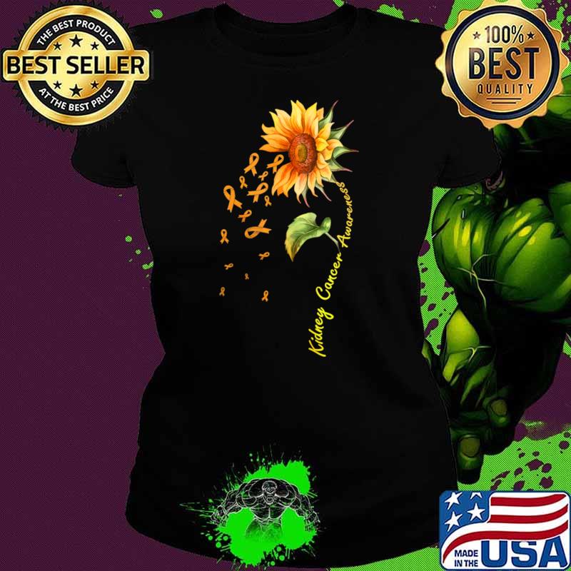 Original kidney Cancer Awareness Sunflower Orange Ribbon T-Shirt