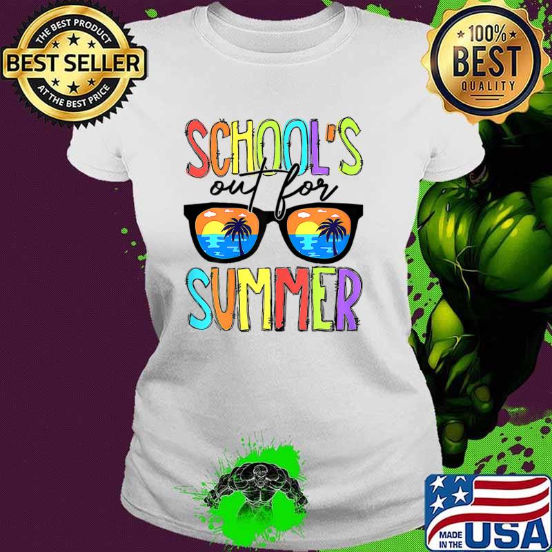 Original retro Last Day Of School Schools Out For Summer Teacher Sunglasses T-Shirt