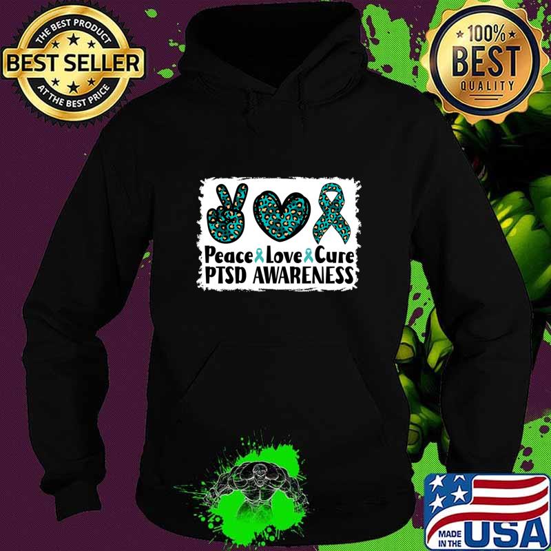 Peace Love Cure PTSD Awareness High hand Heart Leopard T-Shirt Hoodie Peace Love Cure PTSD Awareness High hand Heart Leopard T-Shirt Hoodie