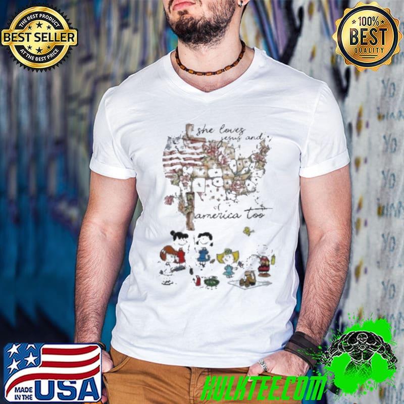 Snoopy charlie brown she loves jesus and america too Peanuts shirt