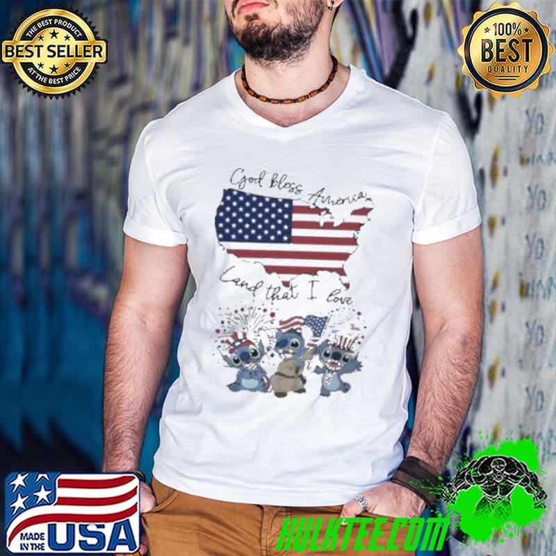 Stitch God Bless America Land That I Love Fan Shirt