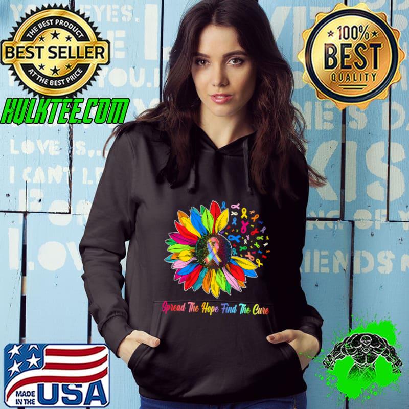 Top fight Cancer In All Color Ribbon Spread The Find a Cure Sunflower T-Shirt