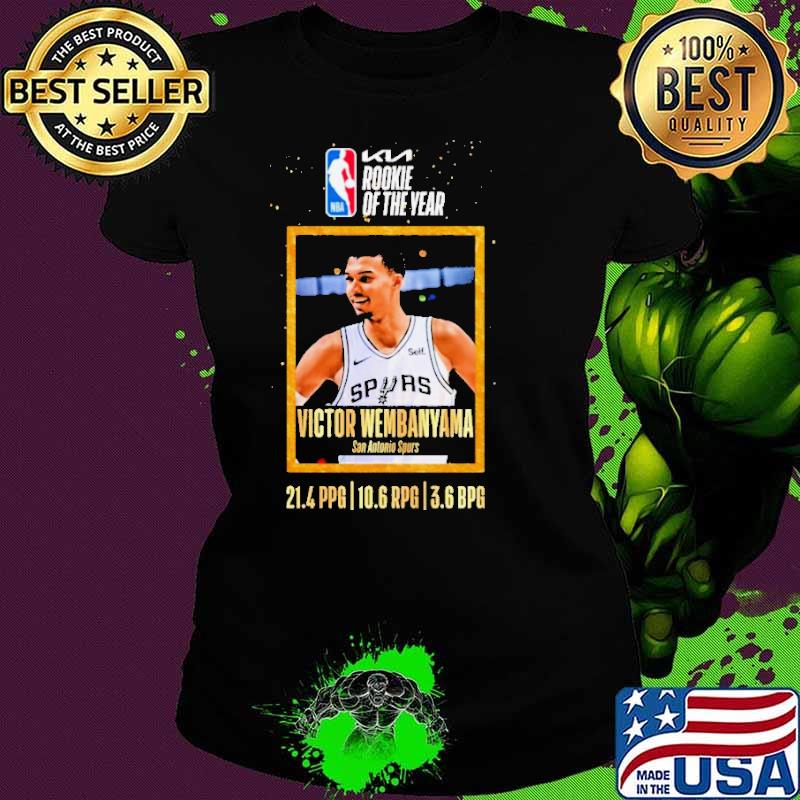 Victor Wembanyama is the recipient of the Wilt Chamberlain Trophy as the 2023-24 Kia NBA Rookie of the Year Shirt