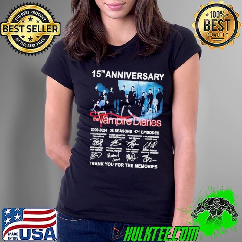 15th Anniversary The Vampire Diaries 2009-2024 8 Seasons Thank You For The Memories Ladies Tee