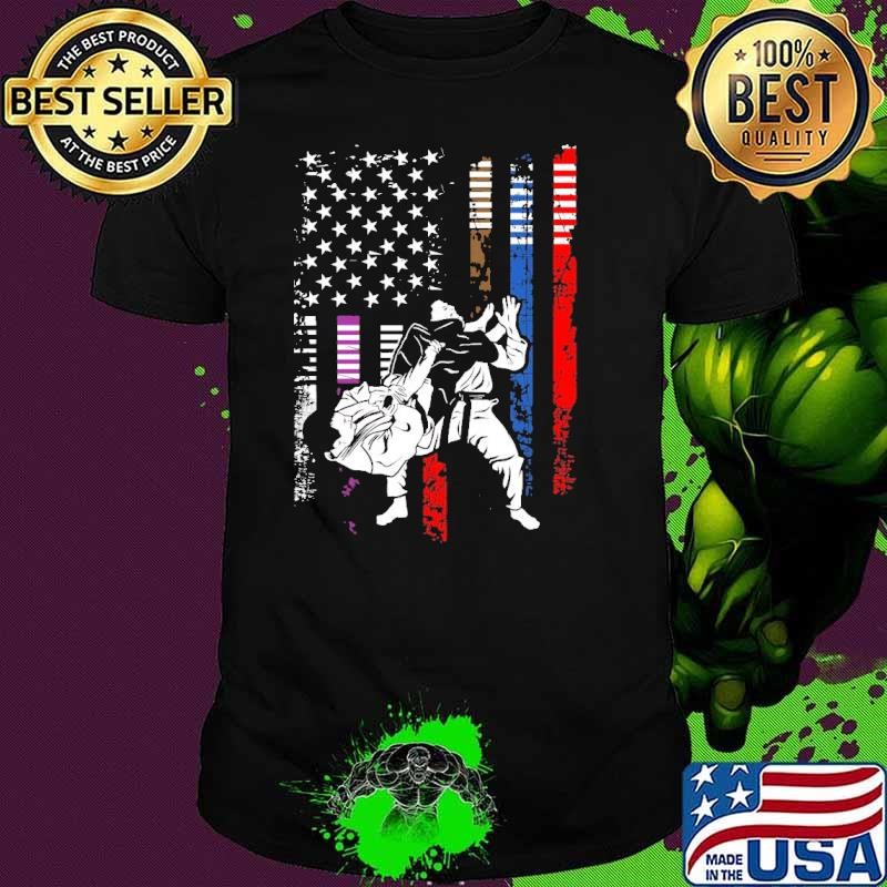Awesome Brazilian Jiu Jitsu American Flag Mial Grappling Shirt