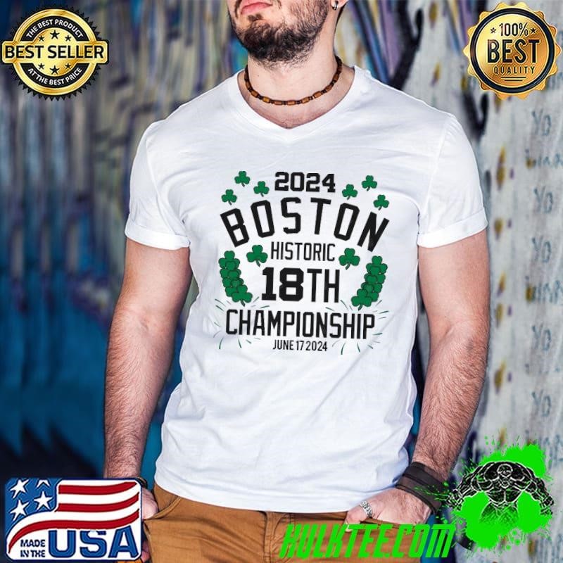 Boston Celtics 18th Champion 18 Clovers Historic Date White ver Guys V Neck