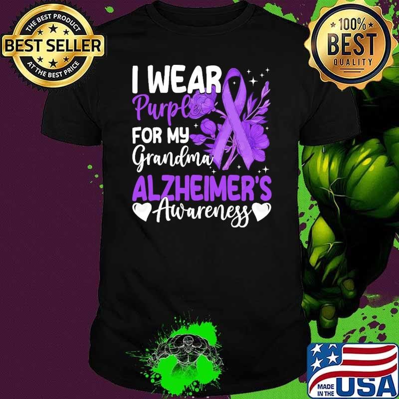 I Wear Purple For My Grandma Dementia Alzheimer's Awareness Flower T-Shirt