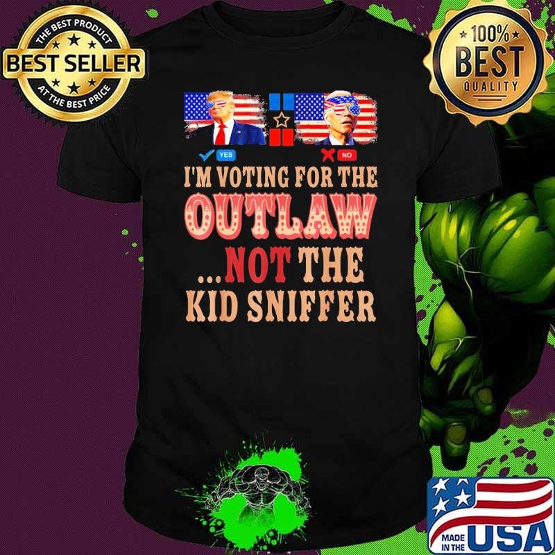 I'm Voting For The Outlaw Not The Kid Sniffer Trump And Biden Retro Shirt
