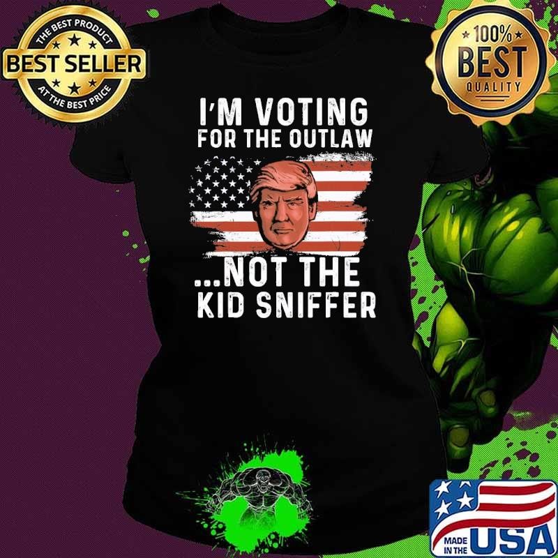 I'm Voting For The Outlaw Not The Sniffer 4th of July Trump Flag Ladies tee