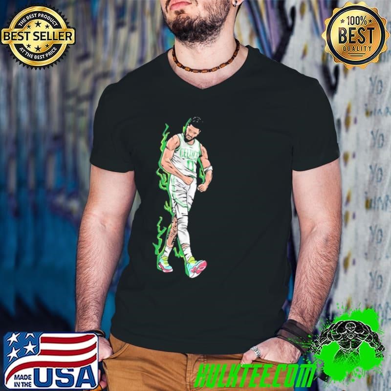 Jayson Tatum Boston Celtics on Fire Cartoon American professional basketball T-Shirt