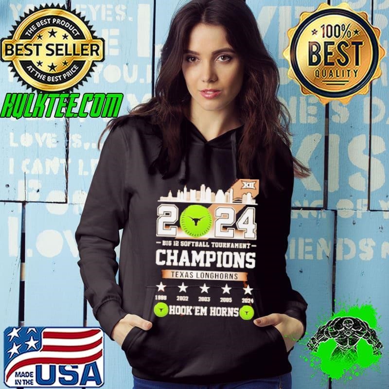 Nice Texas Longhorns 5 Champions 2024 Big 12 Softball Tournament Hook’em Horns Hoodie