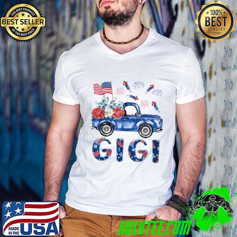 Patriotic Gigi Flower 4th July American 4th 7 Family T-Shirt