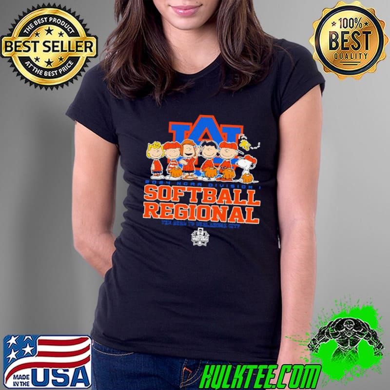 Peanuts Characters Auburn Tigers 2024 NCAA Division I Softball Regional Ladies Tee