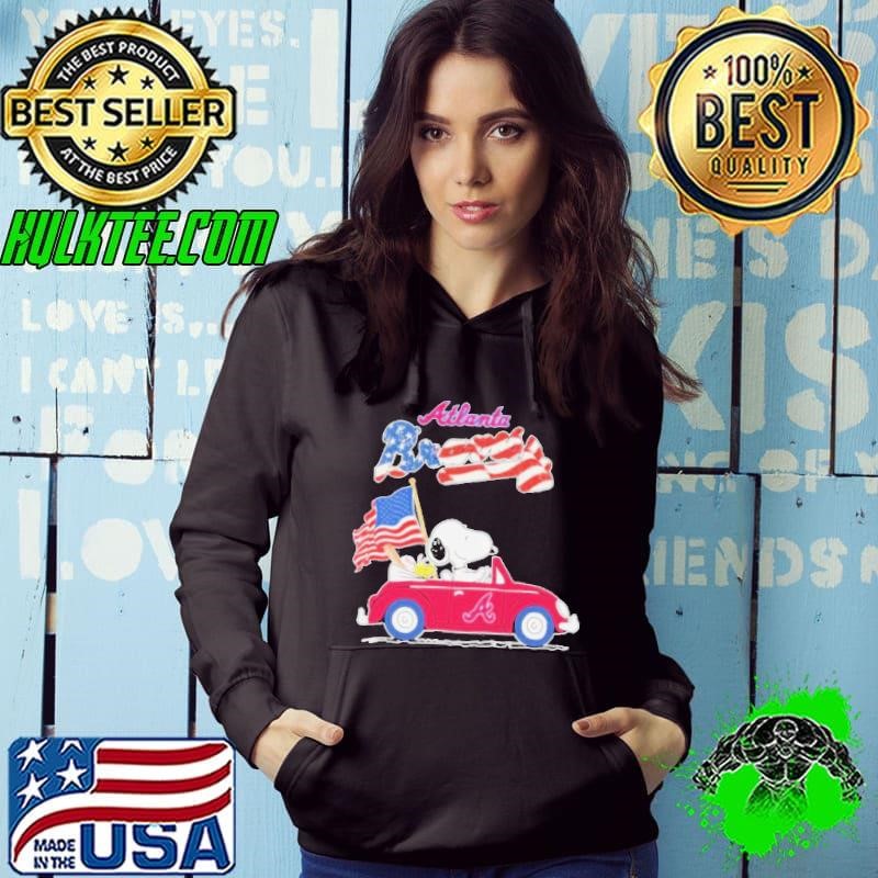 Peanuts Snoopy And Woodstock On Car Atlanta Braves 4th Of July Shirt