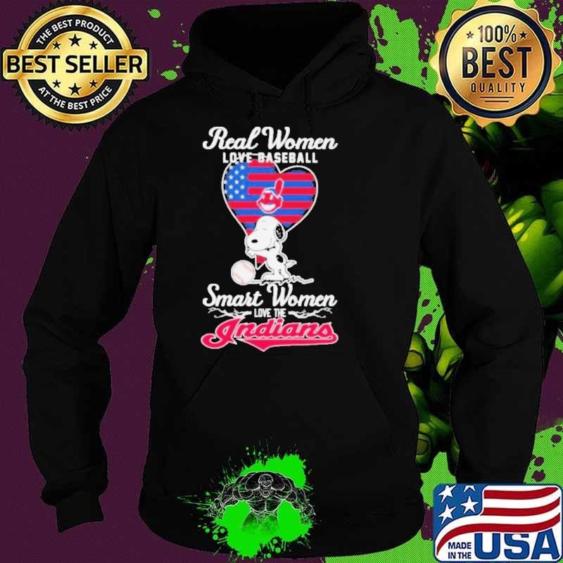 Peanuts Snoopy Real Women Love Baseball Smart Women Love The Cleveland Guardians Hoodie
