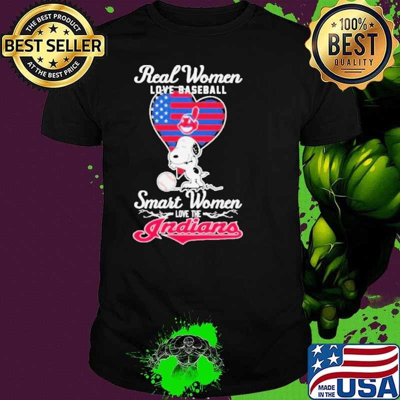 Peanuts Snoopy Real Women Love Baseball Smart Women Love The Cleveland Guardians Shirt