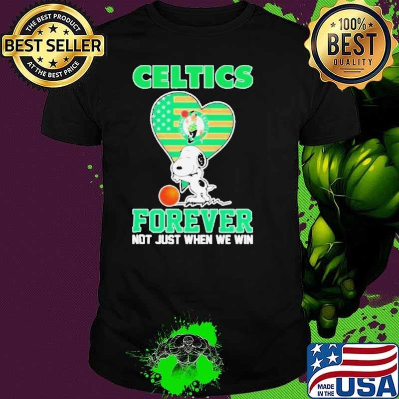 Snoopy Hug Boston Celtics Forever Not Just When We Win Shirt