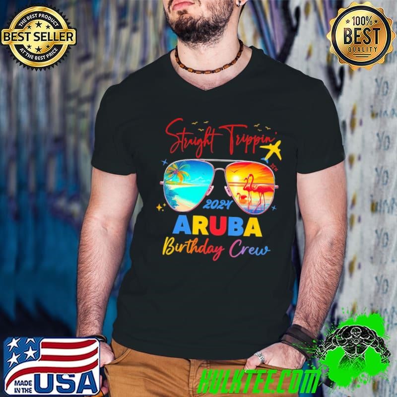 Straight Trippin' Aruba Family Friends Vacation Trip 2024 Glasses Retro Shirt