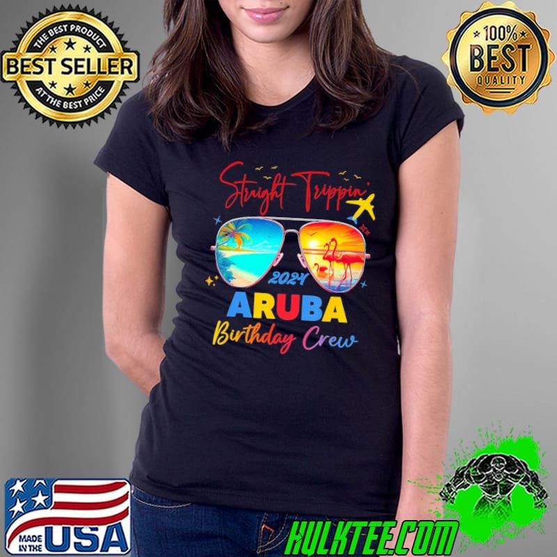 Straight Trippin' Aruba Family Friends Vacation Trip 2024 Glasses Retro Ladies Tee Straight Trippin' Aruba Family Friends Vacation Trip 2024 Glasses Retro Ladies Tee