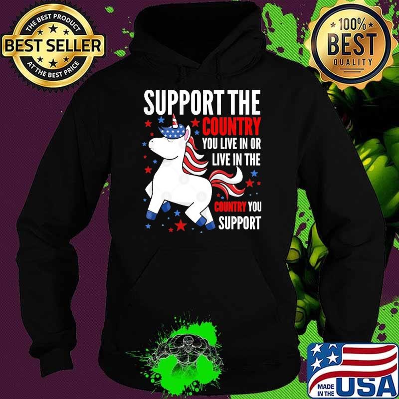 Support The Country You Live In Cute Unicorn America Flag Hoodie