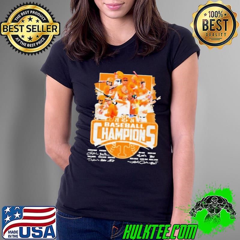 Tennessee Volunteers Team 2024 SEC Baseball Champions Signatures Ladies Tee