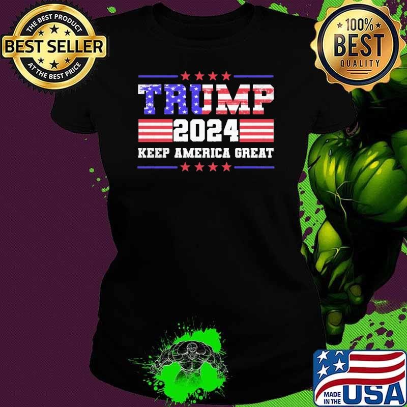 Top Trump 2024 keep america great stars american flag shirt