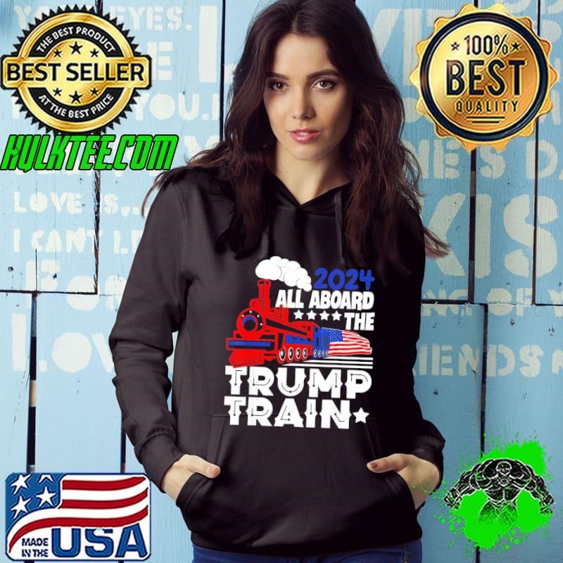 Trump 2024 All Aboard The Trump Train USA American Flag Shirt