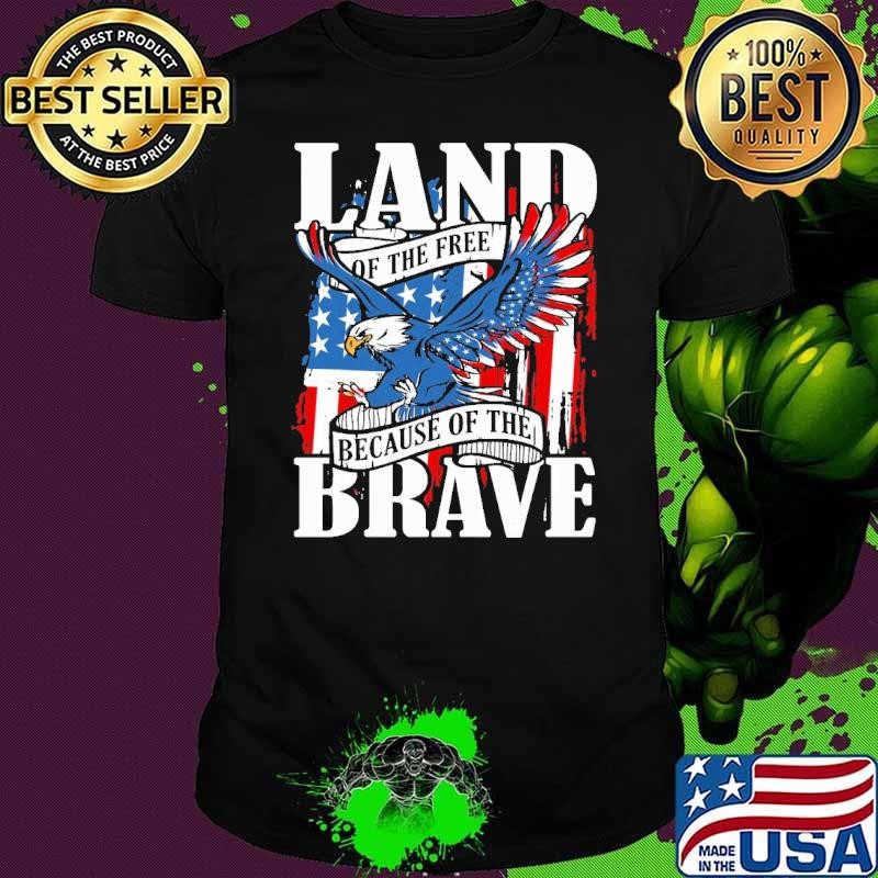 US Flag America Eagle Land of the Free Because of the Brave T-Shirt