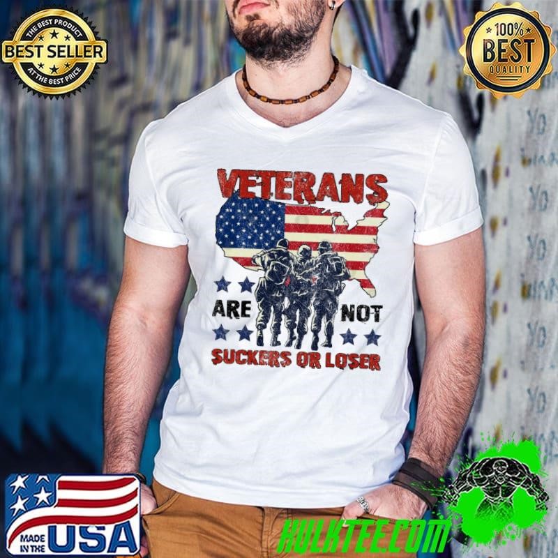 Veterans Are Not Suckers Or Loser retro usa flag maps T-Shirt
