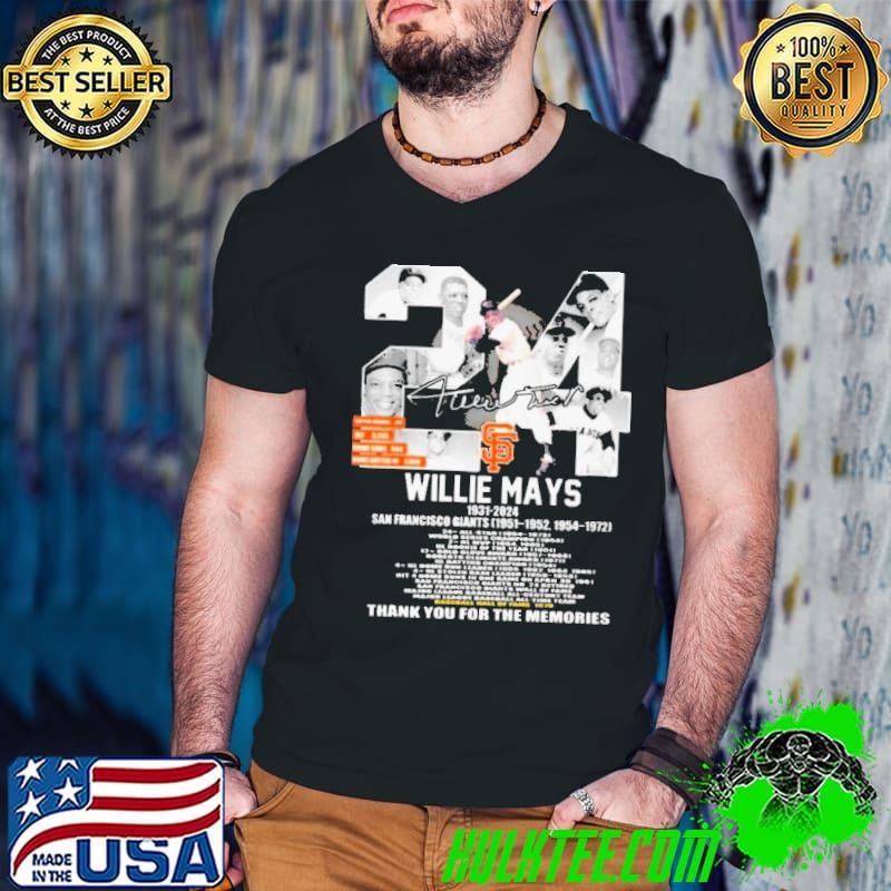 Willie Mays 1931 2024 San Francisco Giants Baseball thank you for the memories signature Guys V Neck