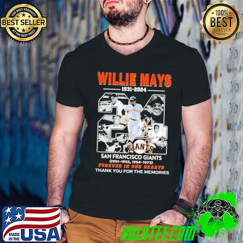 Willie Mays 1931 2024 San Francisco Giants Forever In Our Hearts thank you for the memories signature Guys V Neck