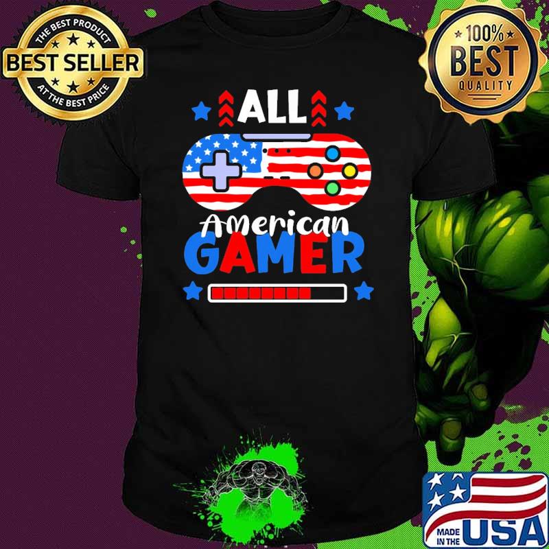 All American Gamer 4Th Of July Video Games Usa flag shirt