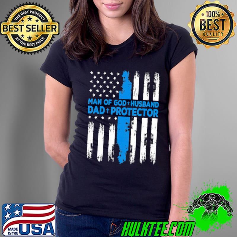 Jesus God Religious Man of God Husband Dad Protector Usa Flag shirt