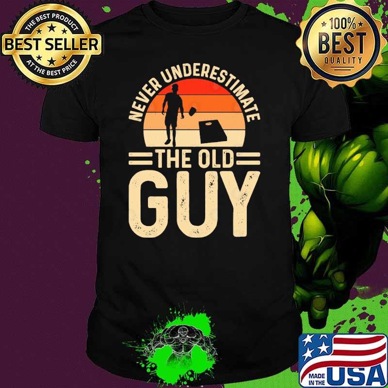 Never underestimate the old guy vintage sunset shirt
