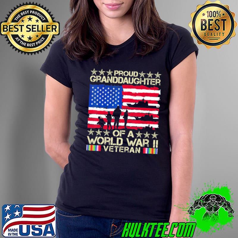 Proud Granddaughter Of World War 2 Vet Proud WWII Veteran Usa Flag shirt