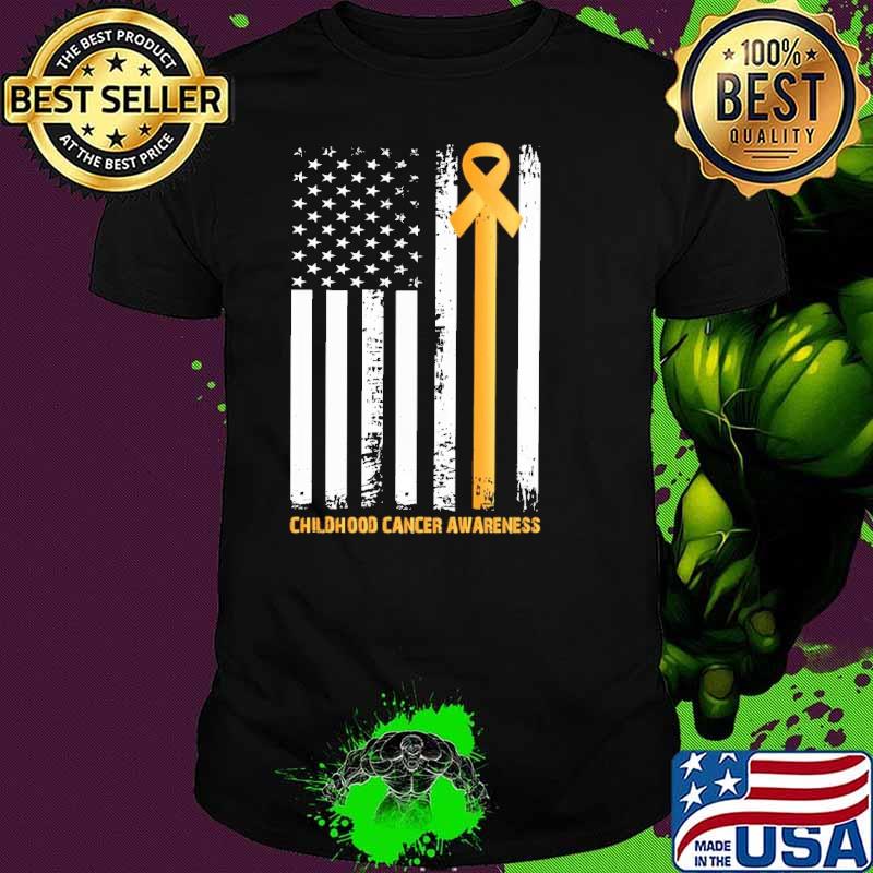 Ribbon In A Flag Childhood Cancer Awareness shirt