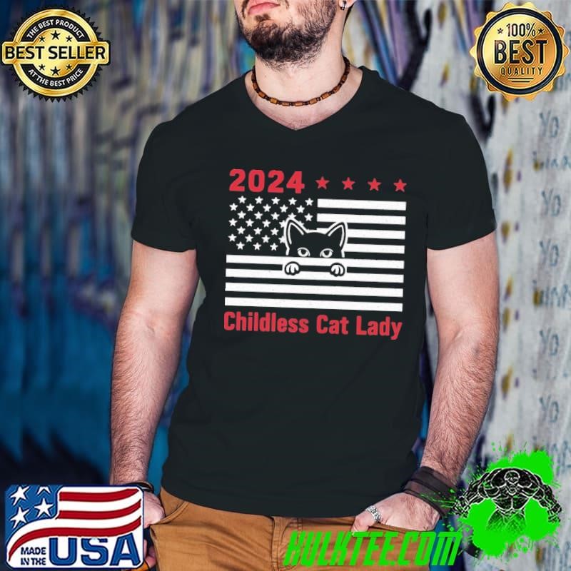 2024 Childless Cat Lady Stars American Flag Vote Guys V Neck