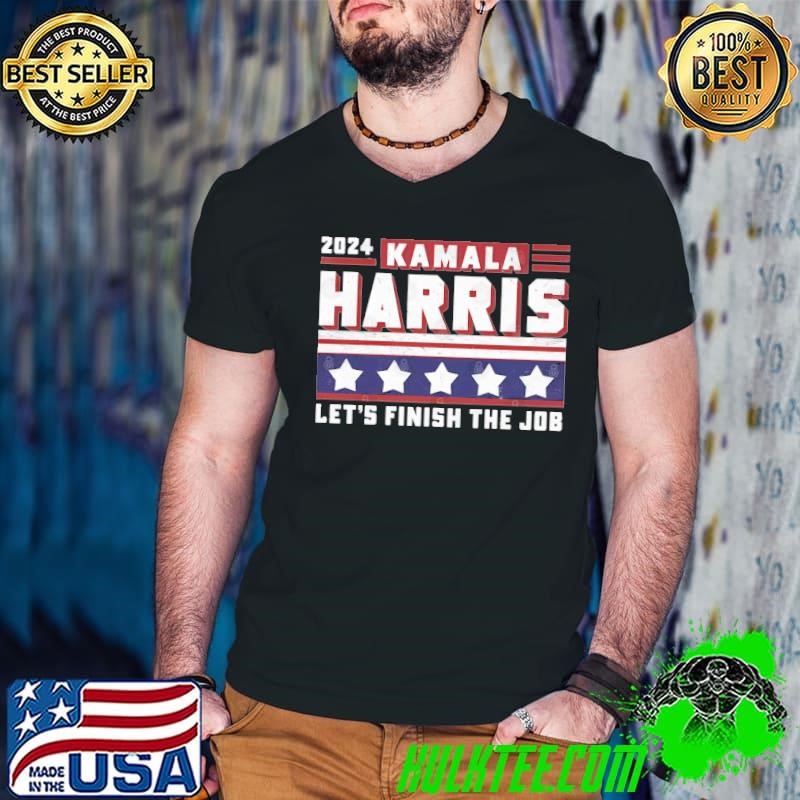 2024 Kamala Harris Let's Finish The Job Stars Election Guys V Neck